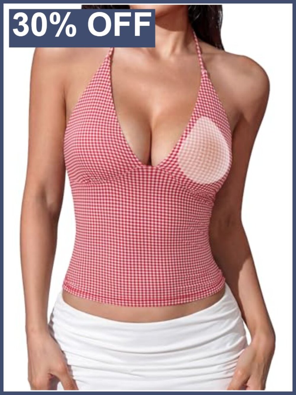 Women Double Lined Halter Tank Top Padded Sleeveless Basic Shirt